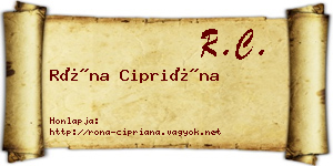 Róna Cipriána névjegykártya